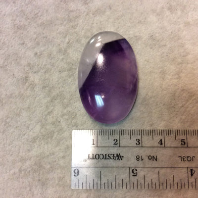 Natural Purple Lace Amethyst Oblong Oval Shaped Flat Back Cabochon "7" - Measuring 28m x 44mm, 7mm Dome Height - High Quality Gemstone