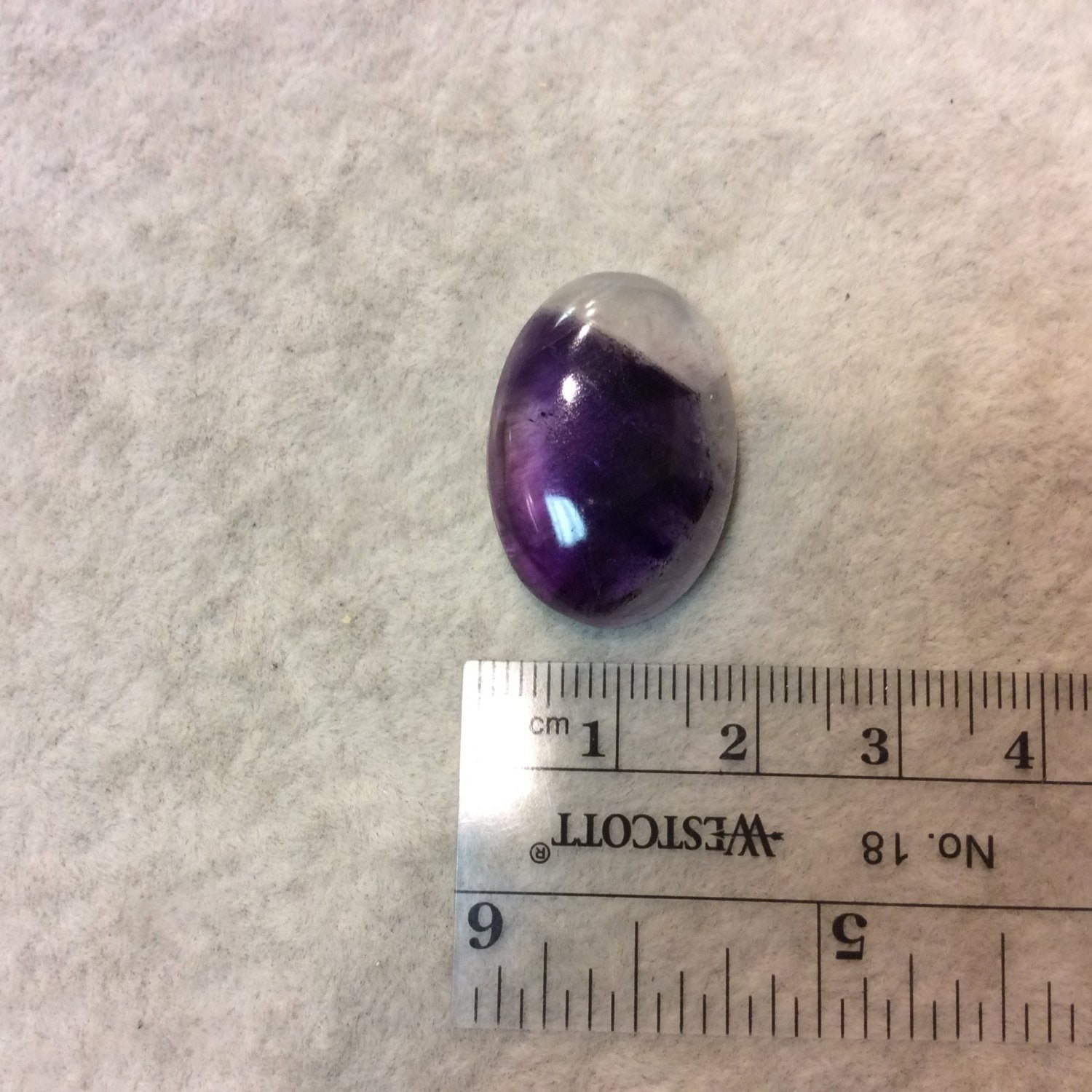 Natural Purple Lace Amethyst Oblong Oval Shaped Flat Back Cabochon "10" - Measuring 18m x 27mm, 6mm Dome Height - High Quality Gemstone