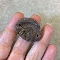 OOAK Metallic Brown Freeform Oval Shaped Chalcedony Galaxy Druzy Dual Drilled Connector Slab Bead - Measuring 25mm x 35mm, Approximately