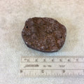 OOAK Metallic Brown Freeform Oval Shaped Chalcedony Galaxy Druzy Dual Drilled Connector Slab Bead - Measuring 43mm x 54mm, Approximately