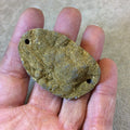 OOAK Metallic Gold Freeform Oval Shaped Chalcedony Galaxy Druzy Dual Drilled Connector Slab Bead "CC"- Measuring 33mm x 54mm, Approximately
