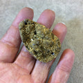 OOAK Metallic Gold Freeform Oval Shaped Chalcedony Galaxy Druzy Dual Drilled Connector Slab Bead "EE"- Measuring 30mm x 47mm, Approximately