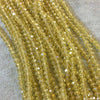 3mm x 4mm Faceted Transparent Sunny Yellow Glass Crystal Rondelle Beads - 12.75" Strand (Approximately 100 Beads) - Sold by the Strand