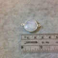 Sterling Silver Faceted Round/Coin Shaped Moonstone Bezel Connector Component - Measuring 18mm x 18mm - Natural Semi-Precious Gemstone