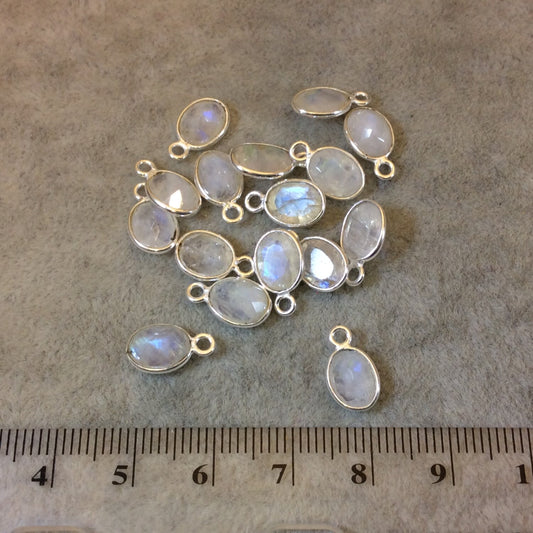 Sterling Silver Pointed/Cut Stone Faceted Oblong Oval Shaped Moonstone Bezel Pendant Component - Measuring 6mm x 8mm - Natural Gemstone