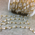 Gold Plated Copper Rosary Chain with 6mm x 8-12mm Faceted Clear Quartz Nugget Beads - Sold by the Foot, or in Bulk! - Natural Beaded Chain