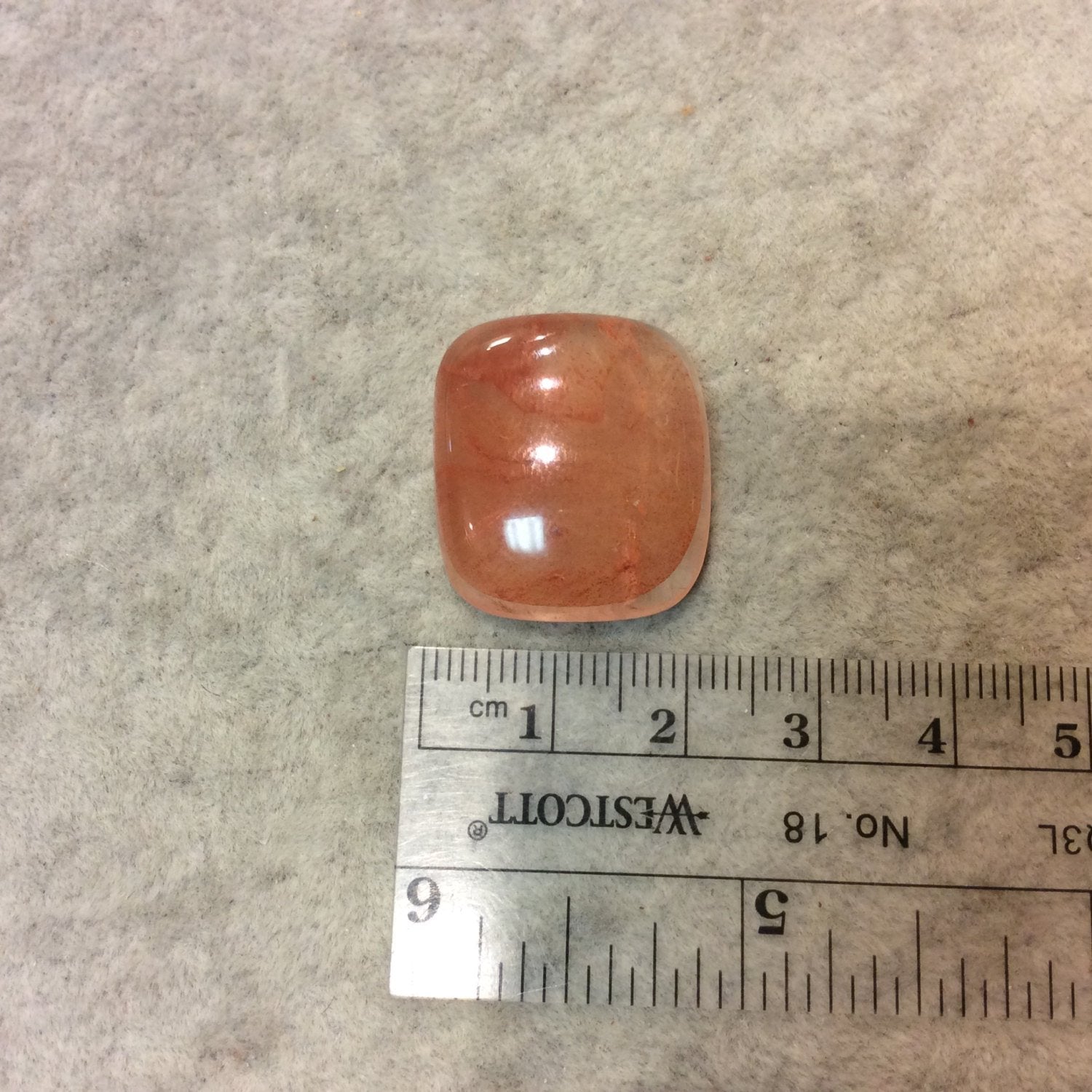 Strawberry Quartz Rounded Rectangle Shaped Flat Back Cabochon - Measuring 22mm x 24mm, 8mm Dome Height - Natural High Quality Gemstone