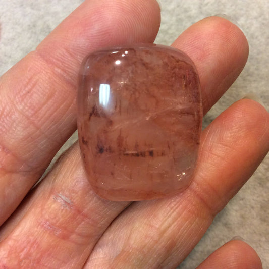 Strawberry Quartz Rounded Rectangle Shaped Flat Back Cabochon - Measuring 26mm x 32mm, 7mm Dome Height - Natural High Quality Gemstone
