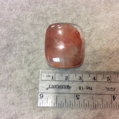 Strawberry Quartz Rounded Rectangle Shaped Flat Back Cabochon - Measuring 20mm x 35mm, 6mm Dome Height - Natural High Quality Gemstone