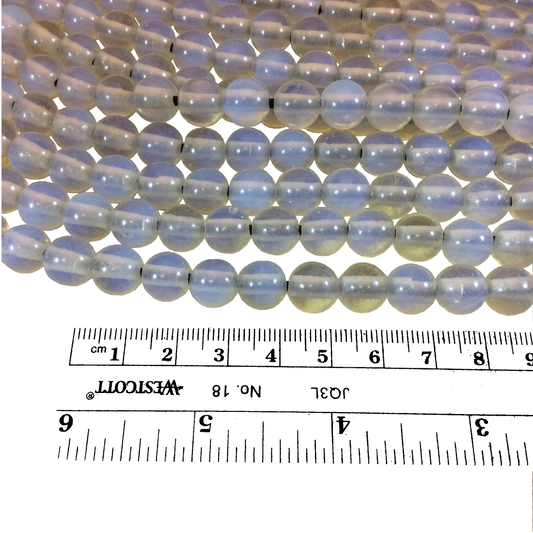 Translucent Milky Opalite Smooth Finish Round/Ball Shaped Beads with 2.5mm- 4mm Holes - 7.75" Strand- Available in 8mm, 10mm & 12mm