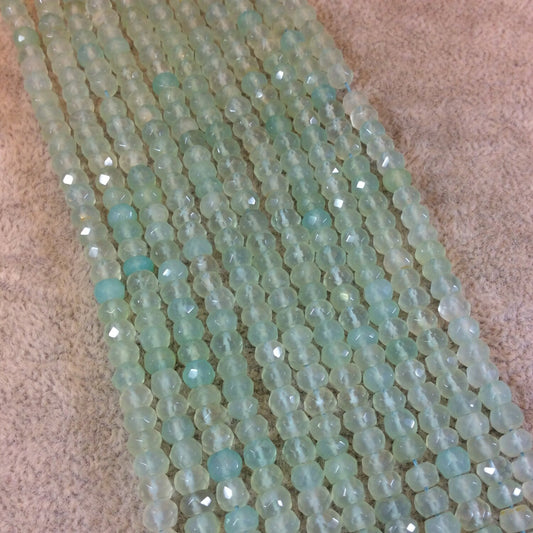 5mm Faceted Natural Green Chalcedony Rondelle Shaped Beads - 13.25" Strand (Approximately 92 Beads) - High Quality Hand-Cut Indian Gemstone