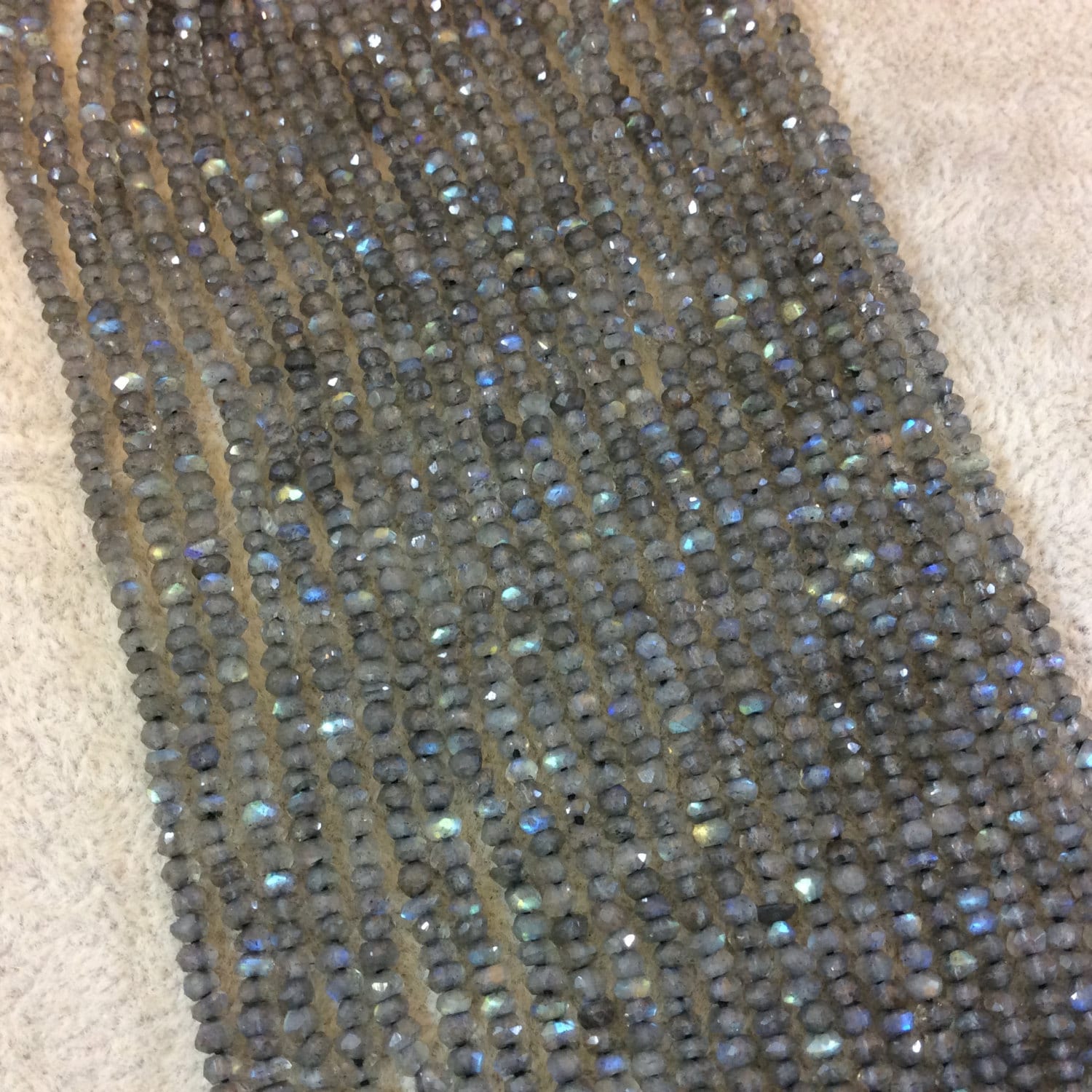 Labradorite Rondelle Beads - Faceted - 2mm