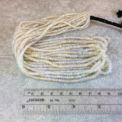 2-4mm Smooth Pale Rainbow Ethiopian Opal Graduated Rondelle Shaped Beads - 17" Strand (Approx. 250 Beads) - High Quality Indian Gemstone