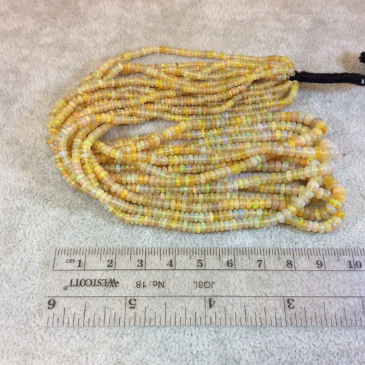 2-4mm Smooth Orange/Green Ethiopian Opal Graduated Rondelle Shaped Beads - 17" Strand (Approx. 250 Beads) - High Quality Indian Gemstone