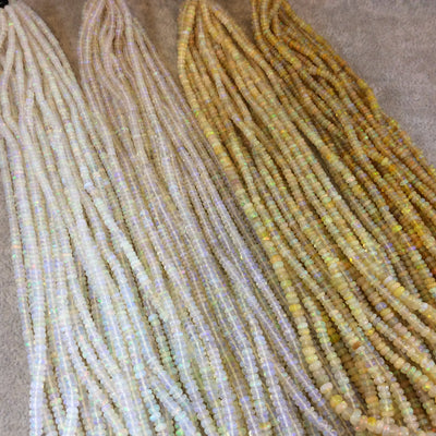 2-4mm Smooth Orange/Green Ethiopian Opal Graduated Rondelle Shaped Beads - 17" Strand (Approx. 250 Beads) - High Quality Indian Gemstone