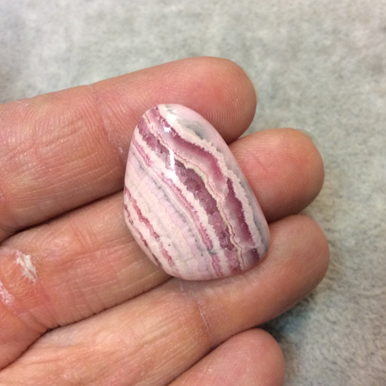 Natural Pink/White Rhodochrosite Freeform Shaped Flat Back Cabochon - Measuring 20mm x 30mm, 6mm Dome Height - High Quality Gemstone