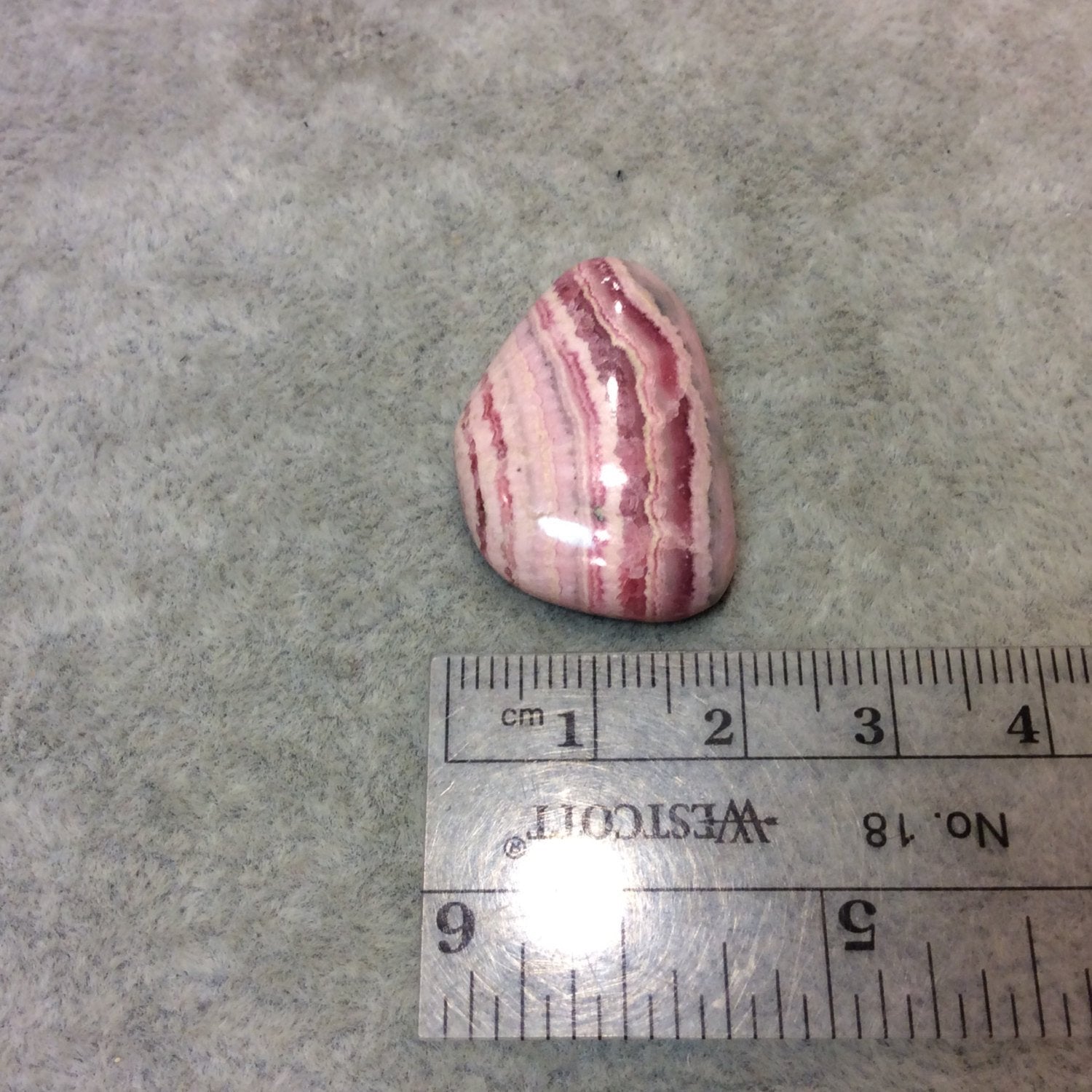 Natural Pink/White Rhodochrosite Freeform Shaped Flat Back Cabochon - Measuring 20mm x 30mm, 6mm Dome Height - High Quality Gemstone