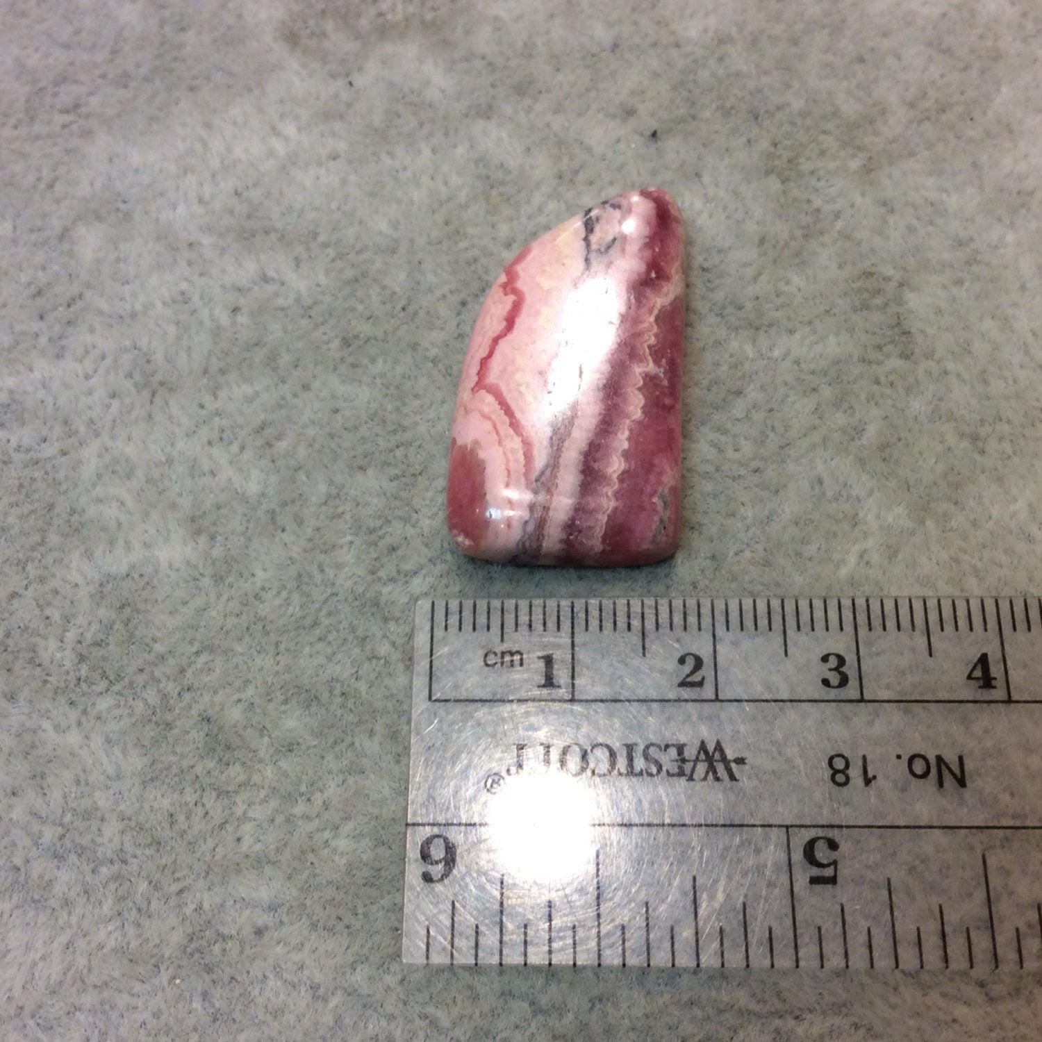 Natural Pink/White Rhodochrosite Freeform Shaped Flat Back Cabochon - Measuring 17mm x 31mm, 5mm Dome Height - High Quality Gemstone