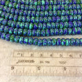 5mm x 8mm Synthetic Malachite/Azurite Smooth Finish Rondelle Beads with 2.5mm Holes - 7.75" Strand (Approx. 36 Beads) - LARGE HOLE BEADS