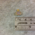 Gold Plated Faceted Nude Hydro (Lab Created) Chalcedony Heart/Teardrop Shaped Bezel Pendant - Measuring 8mm x 8mm - Sold Individually
