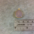 Gold Plated Faceted Nude Hydro (Lab Created) Chalcedony Pear/Teardrop Shaped Bezel Pendant - Measuring 15mm x 20mm - Sold Individually