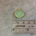 Gold Plated Faceted Pale Mint Hydro (Lab Created) Chalcedony Diamond Shaped Bezel Pendant - Measuring 15mm x 15mm - Sold Individually