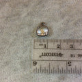Gunmetal Plated Faceted Clear Hydro (Lab Created) Quartz Square Shaped Bezel Pendant - Measuring 8mm x 8mm - Sold Individually