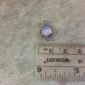 Milky Opalite Bezel | Gunmetal Plated Faceted (Manmade Glass) Heart Teardrop Shaped Bezel Connector - Measuring 8mm x 8mm