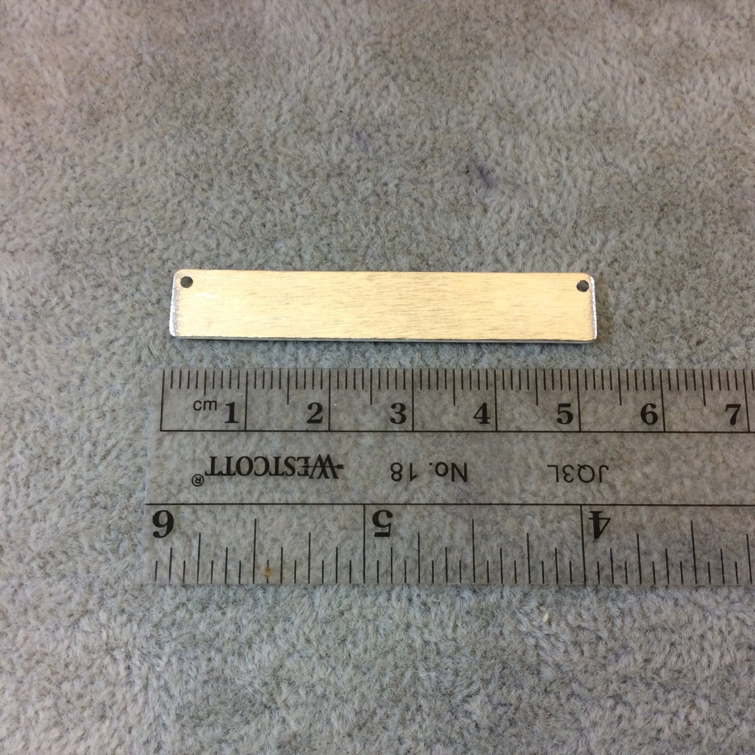 9mm x 53mm Silver Brushed Finish Blank Rectangle Shaped Plated Copper Components - Sold in Pre-Counted Bulk Packs of 10 Pieces - (171-SV)