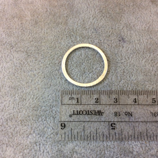 25mm Silver Brushed Finish Open Circle/Ring/Hoop Shaped Plated Copper Components - Sold in Pre-Counted Bulk Packs of 10 Pieces - (004-SV)