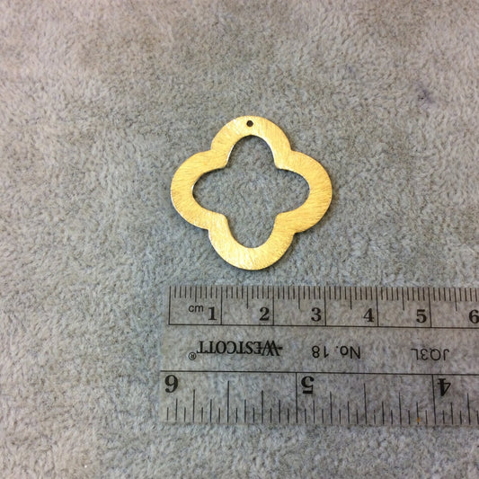 32mm Gold Brushed Finish Thick Open Quatrefoil Shaped Plated Copper Components - Sold in Pre-Counted Bulk Packs of 10 Pieces - (049-GD)