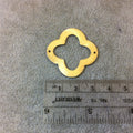 32mm Gold Brushed Finish Thick Open Quatrefoil Shaped Plated Copper Components - Sold in Pre-Counted Bulk Packs of 10 Pieces - (050-GD)