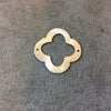 32mm Silver Brushed Finish Thick Open Quatrefoil Shaped Plated Copper Components - Sold in Pre-Counted Bulk Packs of 10 Pieces - (050-SV)