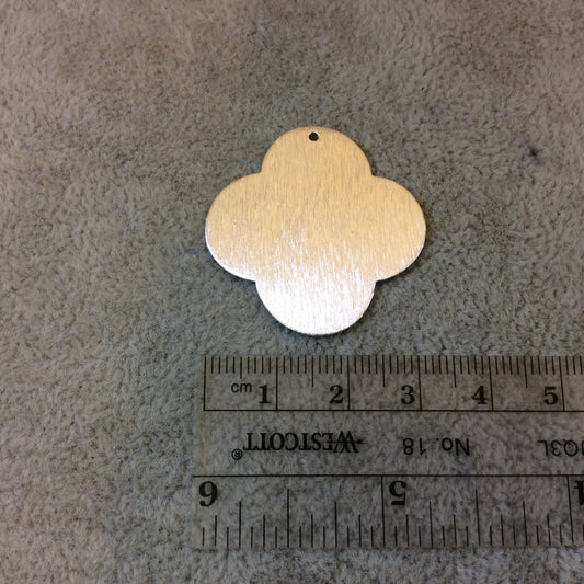 33mm Silver Brushed Finish Blank Quatrefoil Shaped Plated Copper Components - Sold in Pre-Counted Bulk Packs of 10 Pieces - (063-SV)