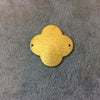 33mm Gold Brushed Finish Blank Quatrefoil Shaped Plated Copper Components - Sold in Pre-Counted Bulk Packs of 10 Pieces - (064-GD)