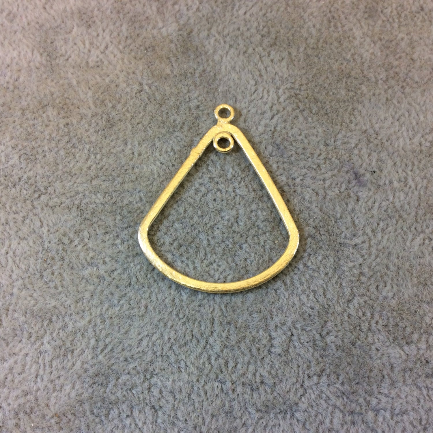 30mm x 33mm Gold Brushed Finish Tear Shaped Plated Copper Components with Inner Ring - Sold in Pre-Counted Packs of 10 Pieces - (117-GD)