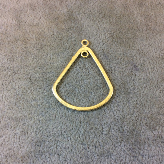 30mm x 33mm Gold Brushed Finish Tear Shaped Plated Copper Components with Inner Ring - Sold in Pre-Counted Packs of 10 Pieces - (117-GD)