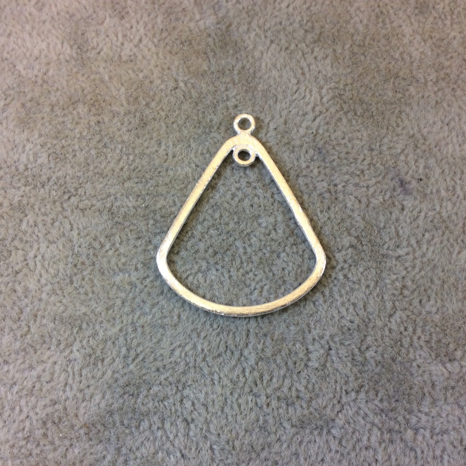 30mm x 33mm Silver Brushed Finish Tear Shaped Plated Copper Components with Inner Ring - Sold in Pre-Counted Packs of 10 Pieces - (117-SV)
