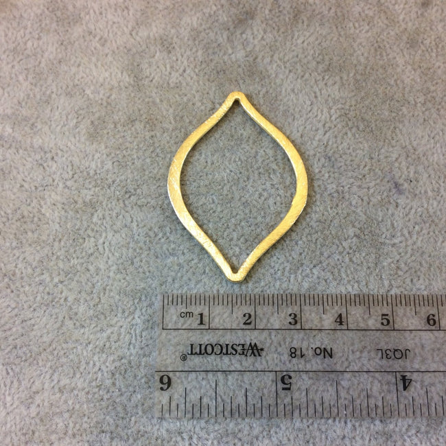 35mm x 49mm Gold Brushed Finish Open Marquise Shaped Plated Copper Components - Sold in Pre-Counted Bulk Packs of 10 Pieces - (079-GD)
