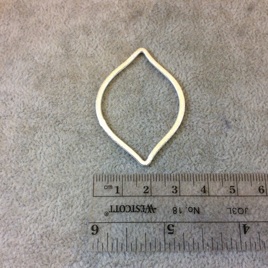 35mm x 49mm Silver Brushed Finish Open Marquise Shaped Plated Copper Components - Sold in Pre-Counted Bulk Packs of 10 Pieces - (079-SV)