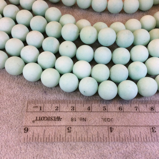 12mm Matte Mint Green Jade Round/Ball Shaped Beads - 15" Strand (Approx. 31 Beads) - Natural Semi-Precious Gemstone - Sold by the Strand