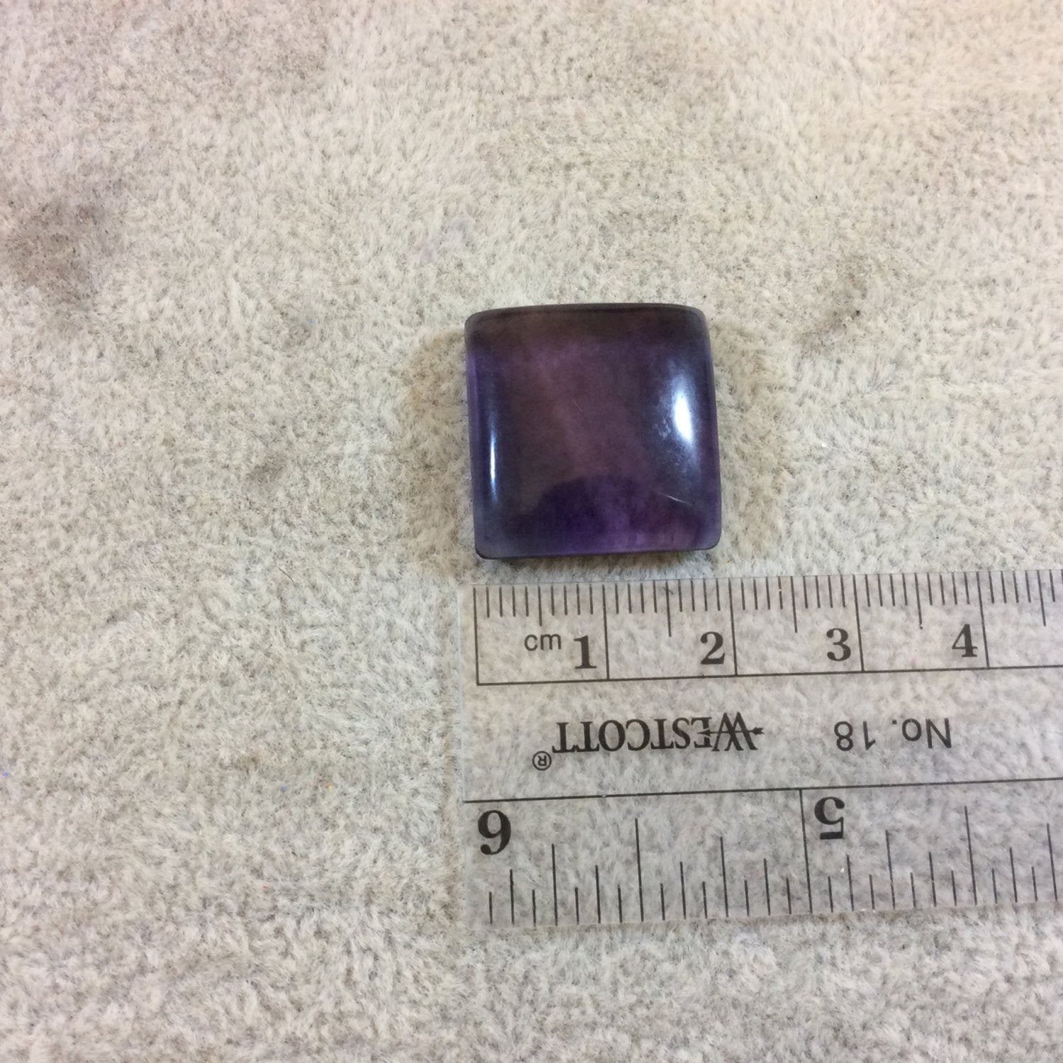 OOAK Semi-Gloss Natural Rainbow Fluorite Square Shaped Flat Back Cabochon - Measuring 20mm x 20mm, 6mm Dome Height - High Quality Gemstone