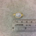 Gold Plated Natural Moonstone Faceted Square Shaped Copper Bezel Connector - Measures 12mm x 12mm - Sold Individually, Randomly Chosen