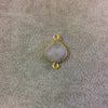 Gold Plated Natural Moonstone Faceted Heart/Teardrop Shaped Copper Bezel Connector - Measures 12mm x 12mm - Sold Individually, Randomly