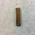 Dark Brown Vertical Rectangle/Bar Shaped Carved Natural Ox Bone Focal Pendant - Measuring 13mm x 54mm Approximately - Sold Individually