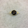 Gold Plated Faceted Hydro (Lab Created) Jet Black Onyx Diamond Shaped Bezel Connector - Measuring 12mm x 12mm - Sold Individually
