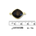 Gold Plated Faceted Hydro (Lab Created) Jet Black Onyx Diamond Shaped Bezel Connector - Measuring 15mm x 15mm - Sold Individually