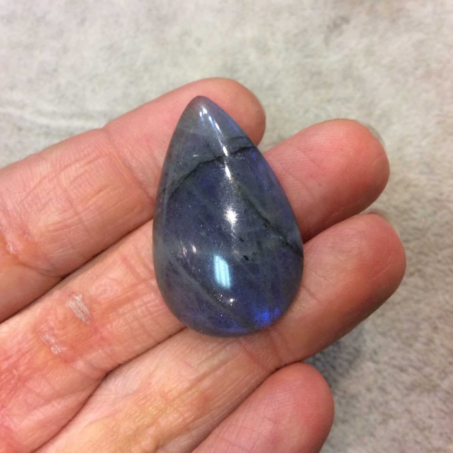 SPECIAL BATCH - AAA Pear/Teardrop Shaped Blue Labradorite Flat Back Cabochon - Measuring 22mm x 37mm, 8mm Dome Height - Gemstone Cab