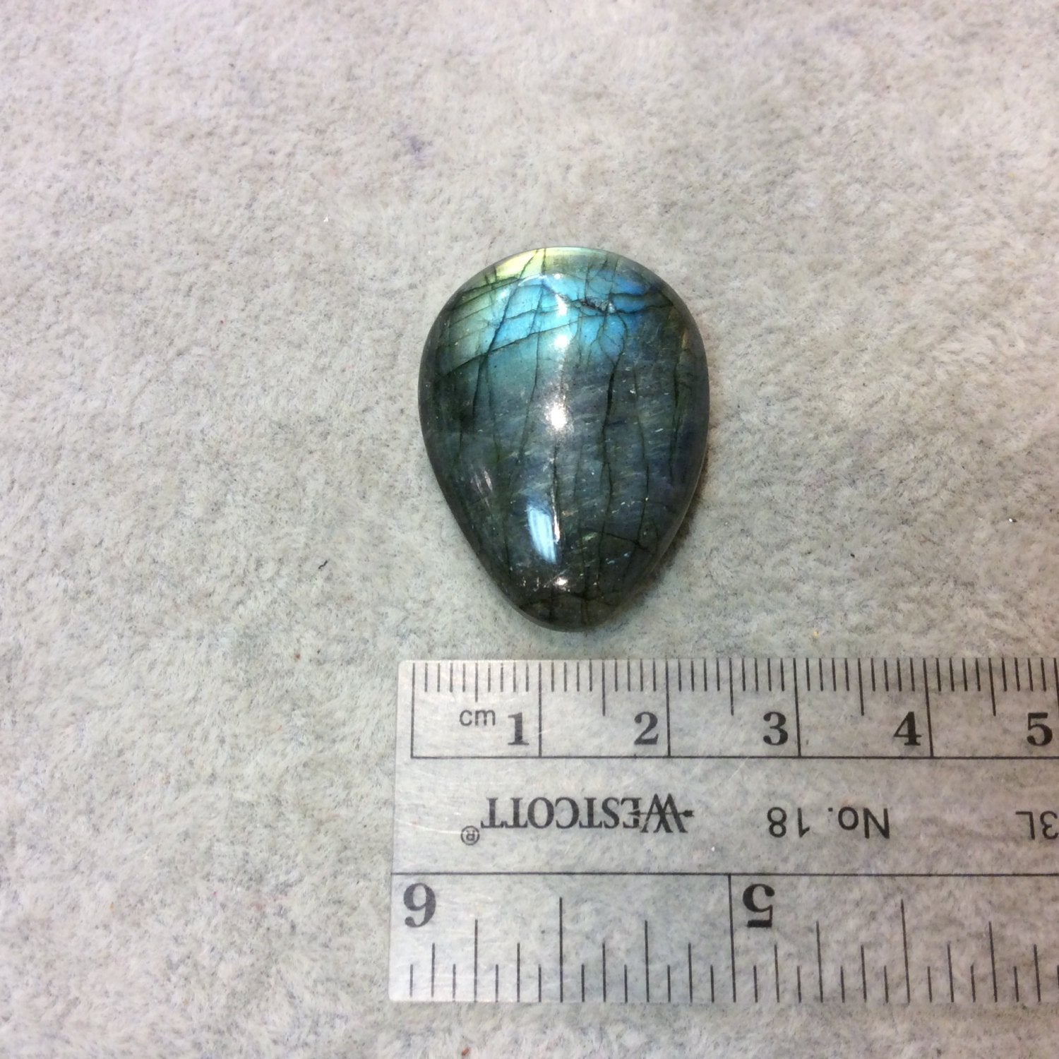 SPECIAL BATCH - AAA Pear/Teardrop Shaped Blue/Green Labradorite Domed Back Cabochon - Measuring 24mm x 32mm, 9mm Dome Height - Gemstone Cab