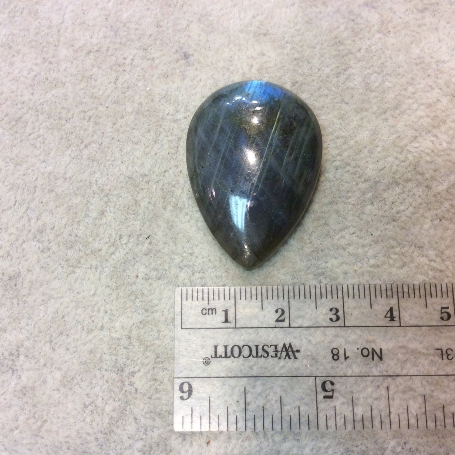 SPECIAL BATCH - AAA Pear/Teardrop Shaped Aqua Labradorite Domed Back Cabochon - Measuring 27mm x 38mm, 9mm Dome Height - Gemstone Cab
